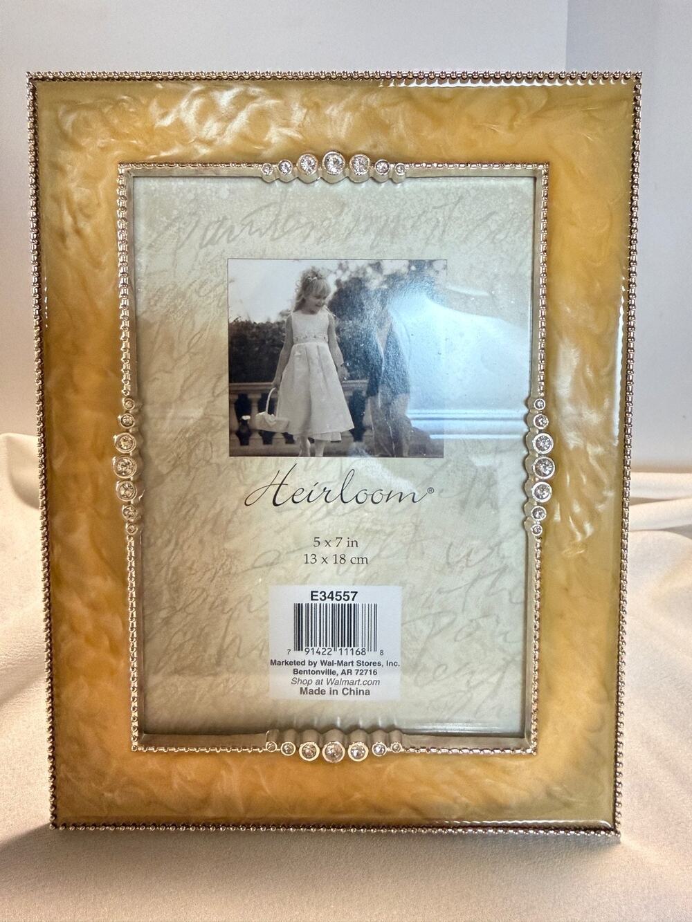 Heirloom Gold Pearlescent 5x7 Picture Frame Rhinestone Beaded Wedding Frame